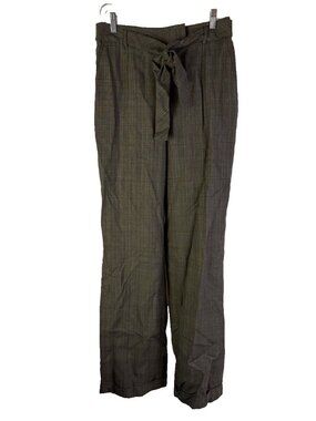 Vintage 90s Wool Houndstooth Plaid Pleated Belt Pants Old Money